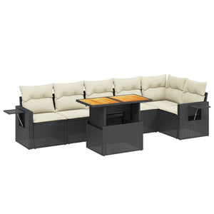 Set Divani da Giardino con Cuscini 7pz Nero Polyrattan 3271763