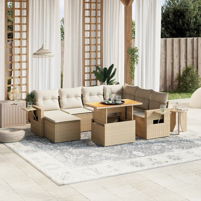 vidaXL Set Divano da Giardino 8 pz con Cuscini Beige in Polyrattan