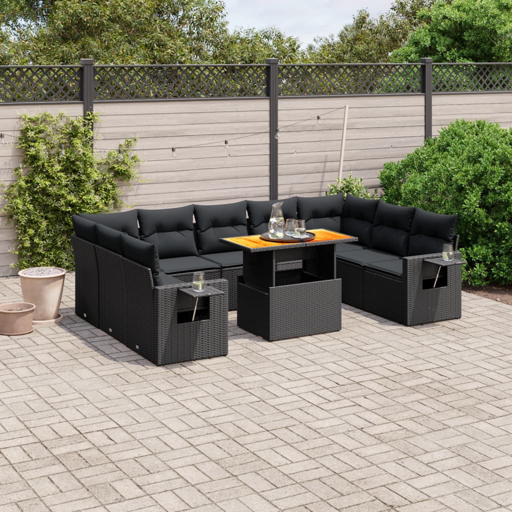 Set Divani da Giardino 10pz con Cuscini in Polyrattan Nerocod mxl 88899