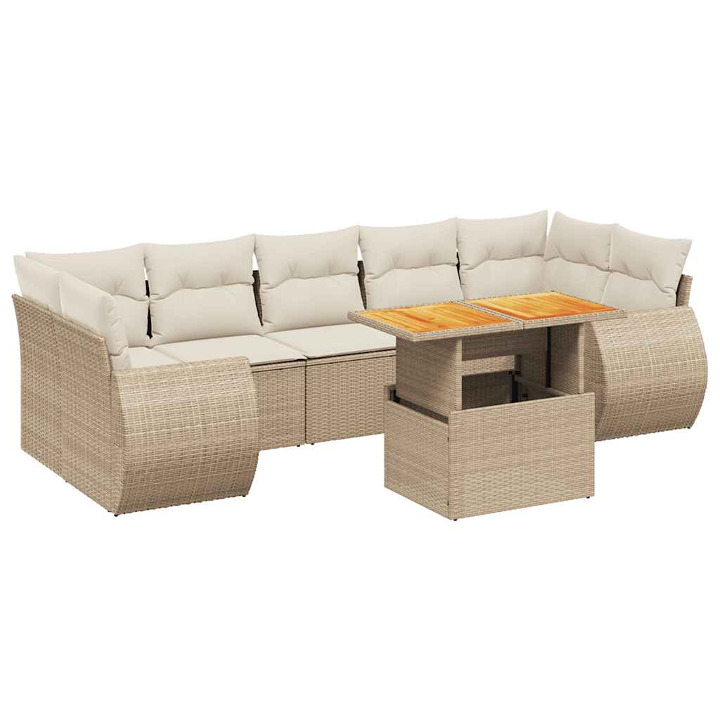 vidaXL Set Divano da Giardino 8 pz con Cuscini Beige in Polyrattan