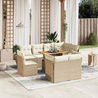 vidaXL Set Divano da Giardino 9 pz con Cuscini Beige in Polyrattan