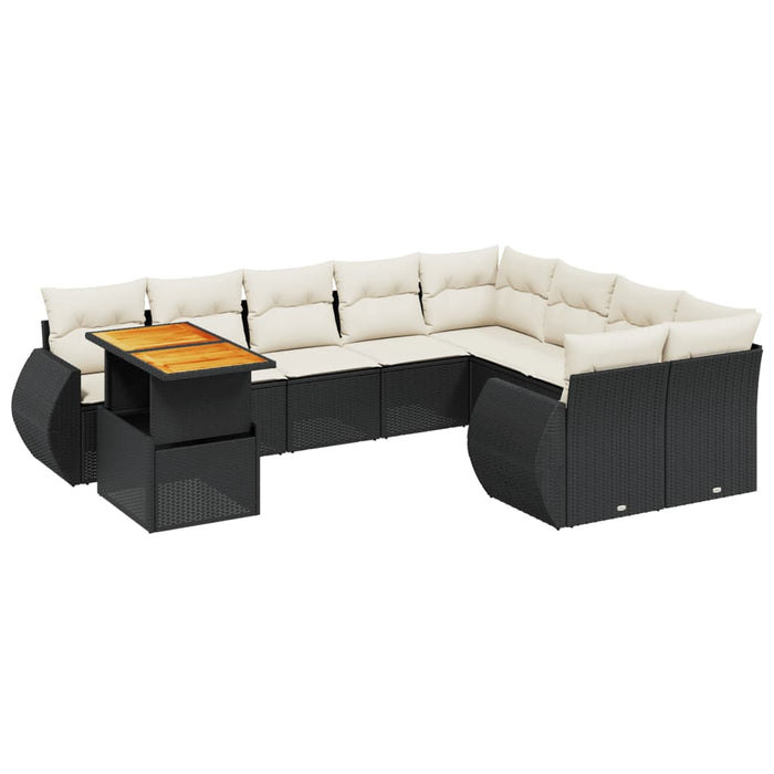 Set Divani da Giardino 10pz con Cuscini in Polyrattan Nerocod mxl 112585