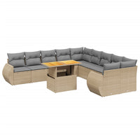 Set Divani da Giardino 11 pz con Cuscini Beige in Polyrattan 3272389