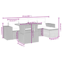 Set Divano da Giardino 6 pz con Cuscini Beige in Polyrattan