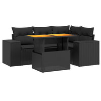 Set Divani da Giardino 5 pz con Cuscini in Polyrattan Nero 3272616