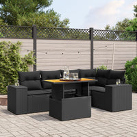 Set Divano da Giardino 6 pz con Cuscini Nero in Polyrattan 3272623
