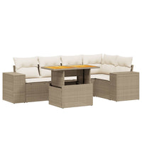 Set Divano da Giardino 6 pz con Cuscini Beige in Polyrattan