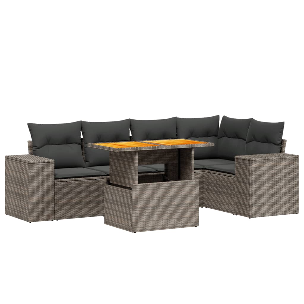 Set Divano da Giardino 6 pz con Cuscini Grigio in Polyrattan