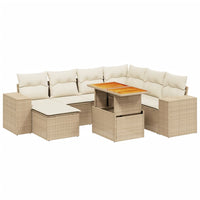 Set Divano da Giardino 8 pz con Cuscini Beige in Polyrattan