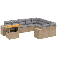 Set Divano da Giardino 10 pz con Cuscini Beige in Polyrattan 3272802