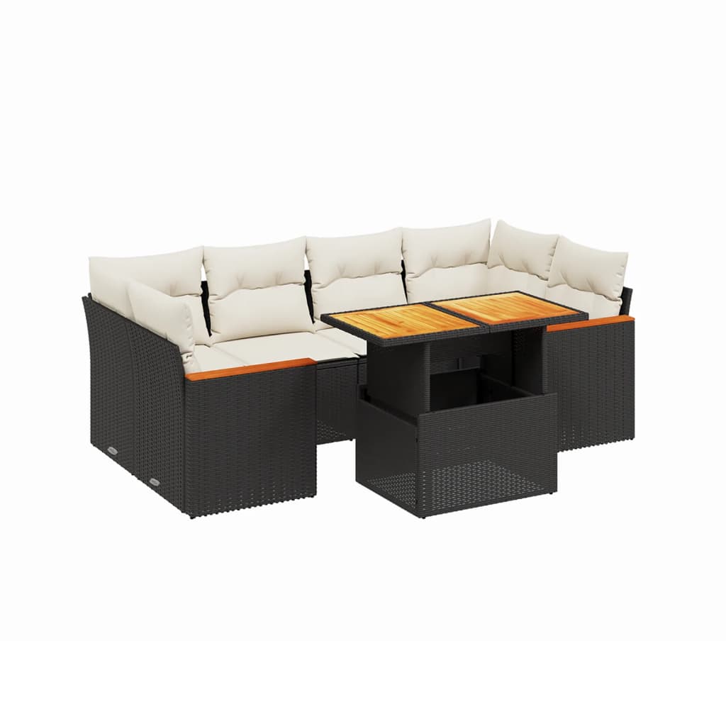 Set Divani da Giardino con Cuscini 7pz Nero Polyrattan 3272974