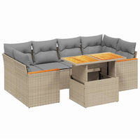 Set Divani da Giardino 7 pz con Cuscini Beige in Polyrattan