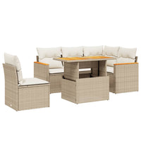 Set Divano da Giardino 6 pz con Cuscini Beige in Polyrattan