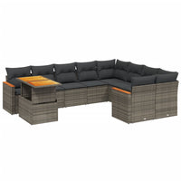 Set Divano da Giardino 10 pz con Cuscini Grigio in Polyrattan 3273244