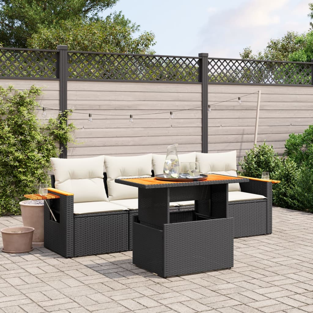 Set Divani da Giardino 5 pz con Cuscini in Polyrattan Nerocod mxl 90404
