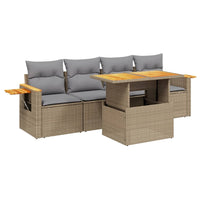 Set Divano da Giardino 5 pz con Cuscini-Sofa da Giardino-Divanetto da esterno Beige in Polyrattan 569416