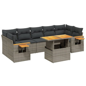 Set Divano da Giardino 8 pz con Cuscini Grigio in Polyrattan 3273433