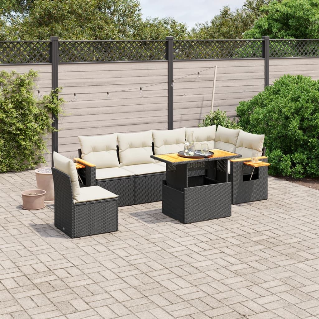 Set Divani da Giardino con Cuscini 7pz Nero Polyrattan 3273541