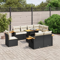 Set Divani da Giardino 9 pz con Cuscini Nero in Polyrattancod mxl 92455