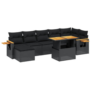 Set Divani da Giardino con Cuscini 8 pz Nero in Polyrattancod mxl 92766