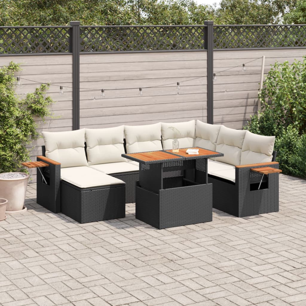 Set Divani da Giardino con Cuscini 8 pz Nero in Polyrattancod mxl 89025