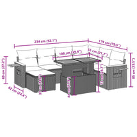vidaXL Set Divano da Giardino 8 pz con Cuscini Grigio in Polyrattan