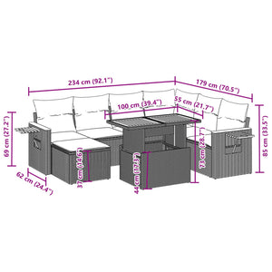 vidaXL Set Divano da Giardino 8 pz con Cuscini Grigio in Polyrattan