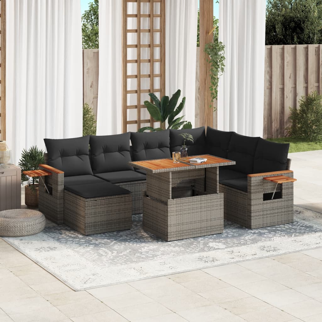 vidaXL Set Divano da Giardino 8 pz con Cuscini Grigio in Polyrattan