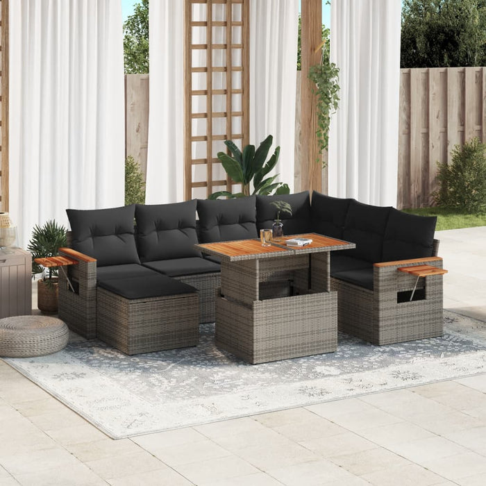 vidaXL Set Divano da Giardino 8 pz con Cuscini Grigio in Polyrattan