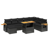 Set Divani da Giardino 9 pz con Cuscini Nero in Polyrattancod mxl 116697