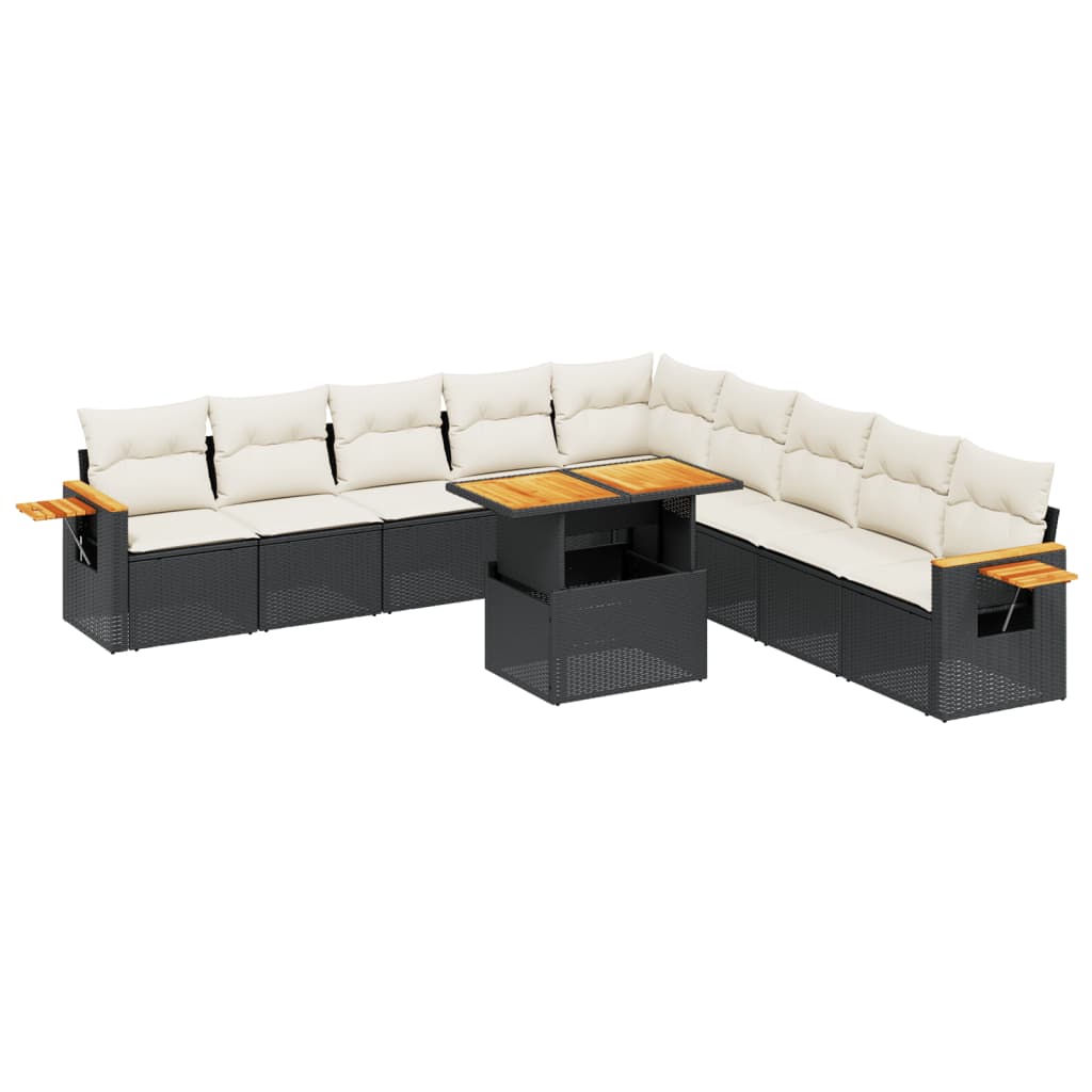 Set Divani da Giardino 11 pz con Cuscini in Polyrattan Nero 3273702