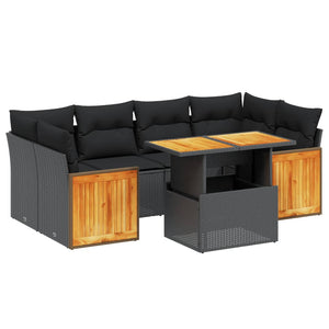 Set Divani da Giardino con Cuscini 7pz Nero Polyrattan 3273855