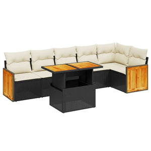 Set Divani da Giardino con Cuscini 7pz Nero Polyrattan 3273968