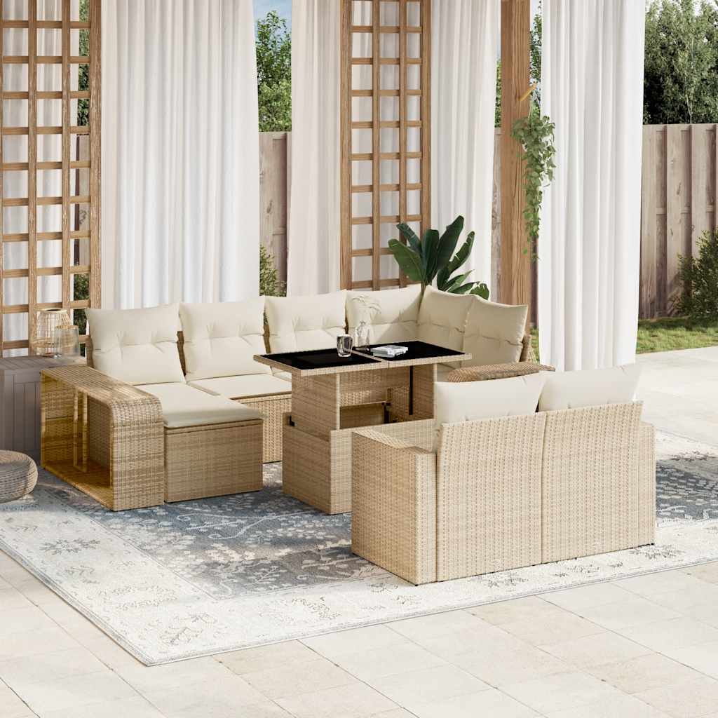 vidaXL Set Divani da Giardino 11 pz con Cuscini Beige in Polyrattan