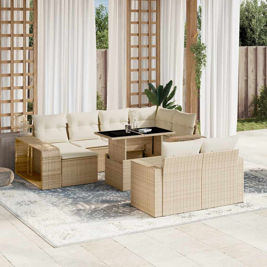 vidaXL Set Divani da Giardino 11 pz con Cuscini Beige in Polyrattan