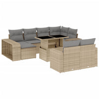 vidaXL Set Divani da Giardino 11 pz con Cuscini Beige in Polyrattan