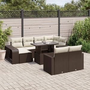 Set Divani da Giardino 11 pz con Cuscini Polyrattan Marrone 3274586