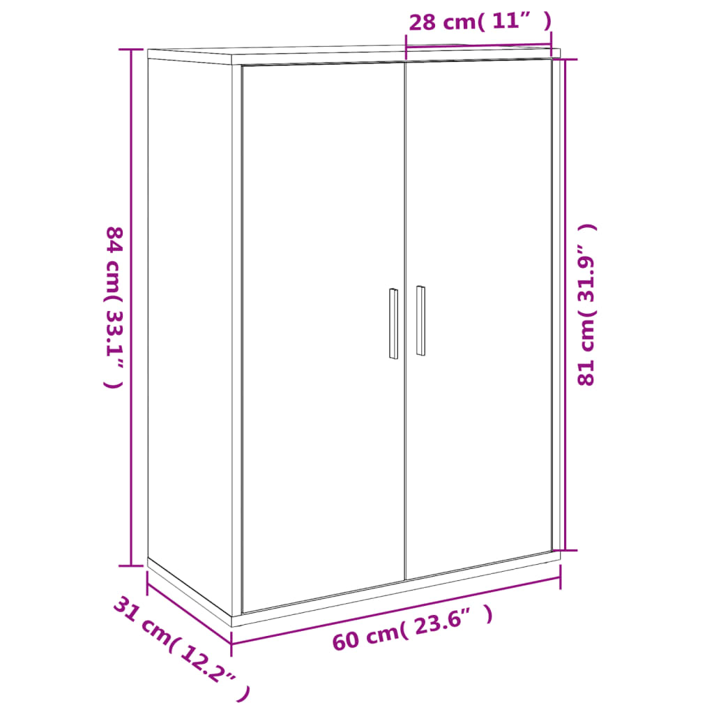 Credenze 2 pz Nere 60x31x84 cm in Legno Multistrato 3276568