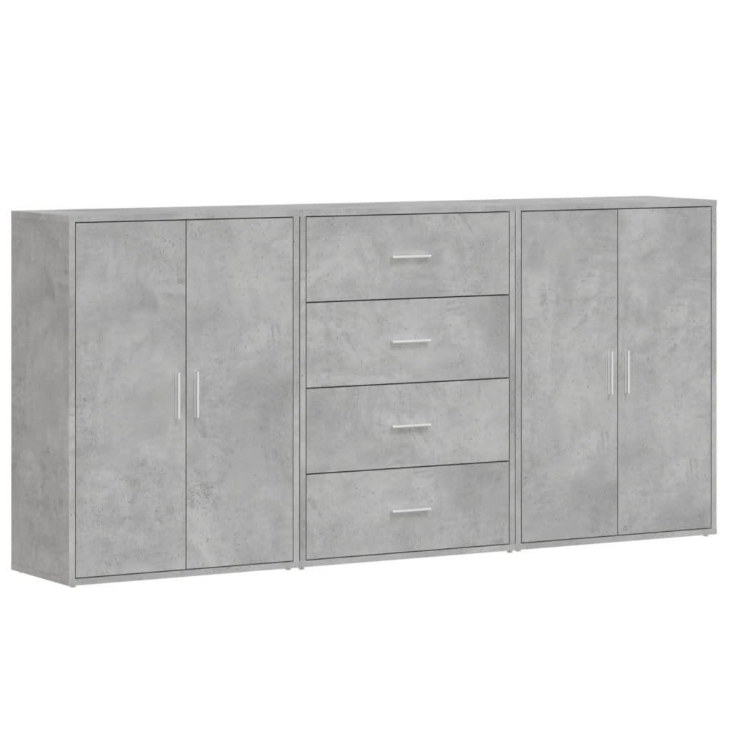 Credenze 3 pz Grigio Cemento 60x31x84 cm in Legno Multistrato 3276577