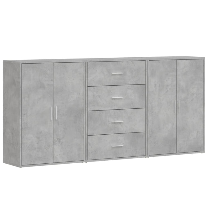 Credenze 3 pz Grigio Cemento 60x31x84 cm in Legno Multistrato 3276577