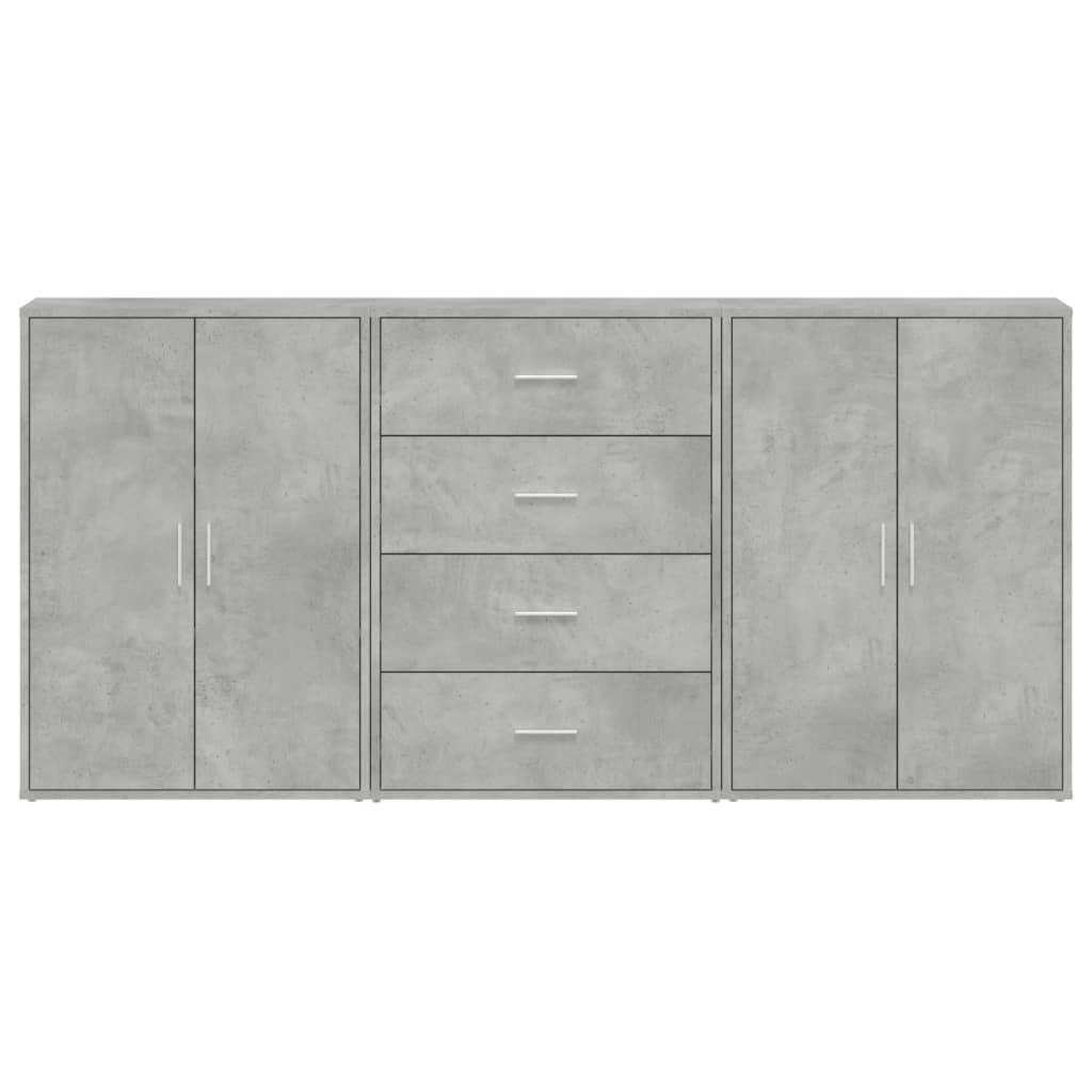 Credenze 3 pz Grigio Cemento 60x31x84 cm in Legno Multistrato 3276577