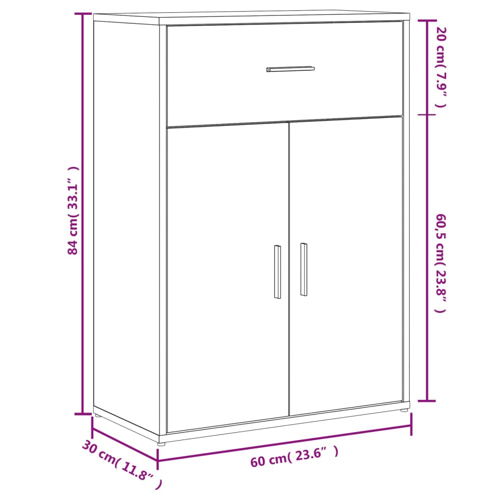 Credenze 2 pz Nere 60x30x84 cm in Legno Multistrato 3276596