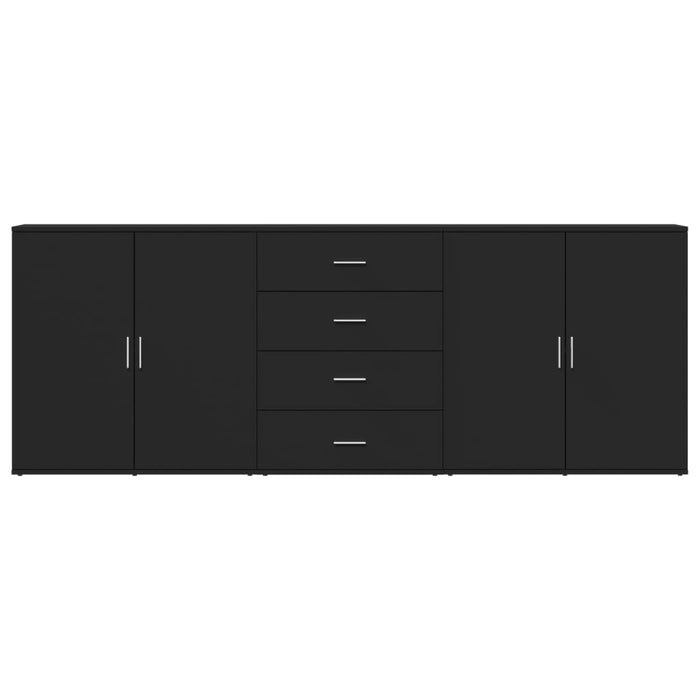 Credenze 3 pz Nere in Legno Multistrato 3276610