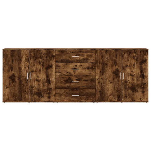 Credenza a buffet cassettiera mobiletto portaoggetti organizer per cucina soggiorno salotti 3 pezzi in legno ingegnerizzato marrone 02_0037069