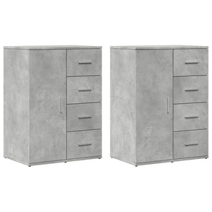 vidaXL Credenze 2 pz Grigio Cemento 59x39x80 cm in Legno Multistrato