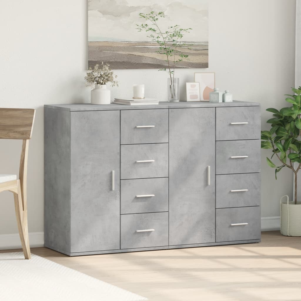 vidaXL Credenze 2 pz Grigio Cemento 59x39x80 cm in Legno Multistrato