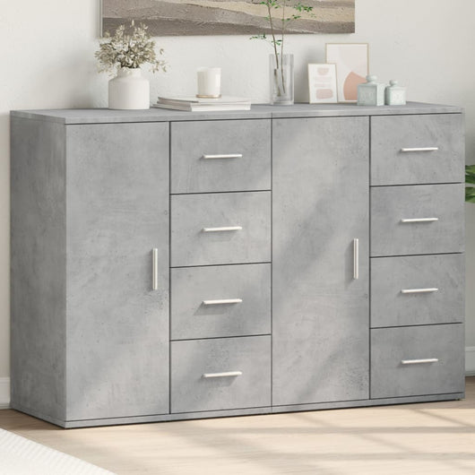 vidaXL Credenze 2 pz Grigio Cemento 59x39x80 cm in Legno Multistrato