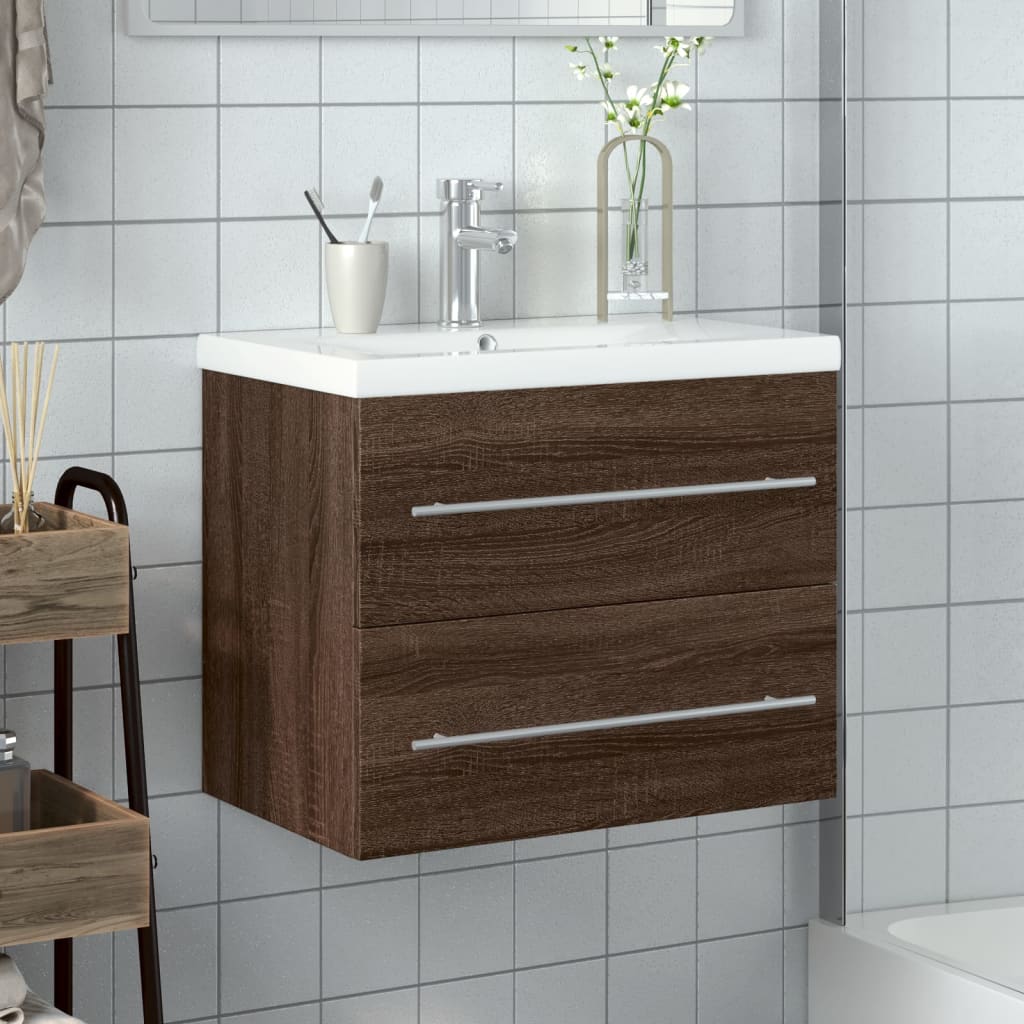 Mobile da Bagno con Lavabo Integrato Rovere Marrone 3278775