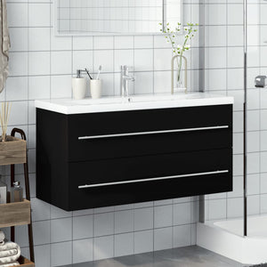 Mobile da Bagno con Lavabo Integrato-Armadietto da bagno con Lavandino Nero 853530