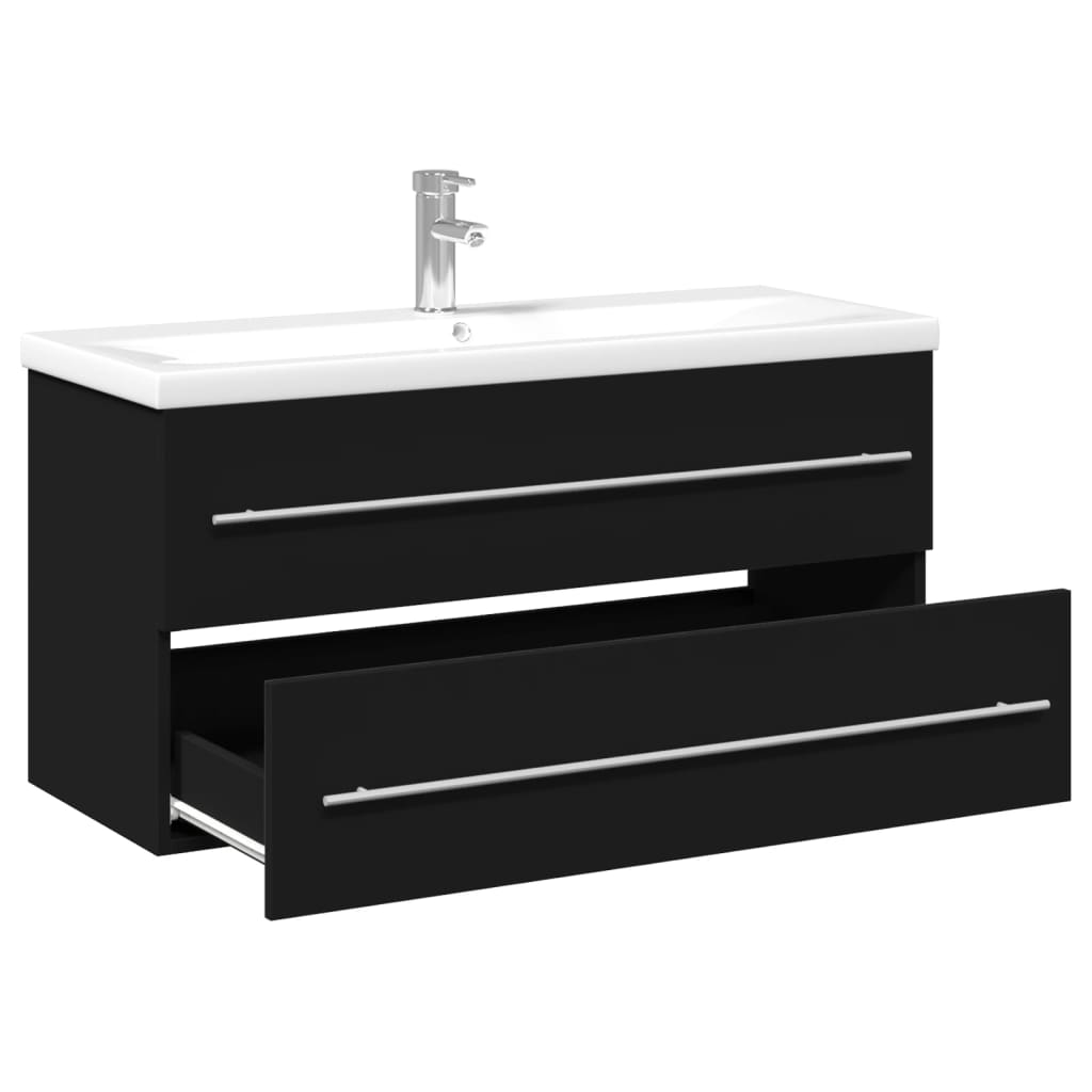 Mobile da Bagno con Lavabo Integrato-Armadietto da bagno con Lavandino Nero 853530